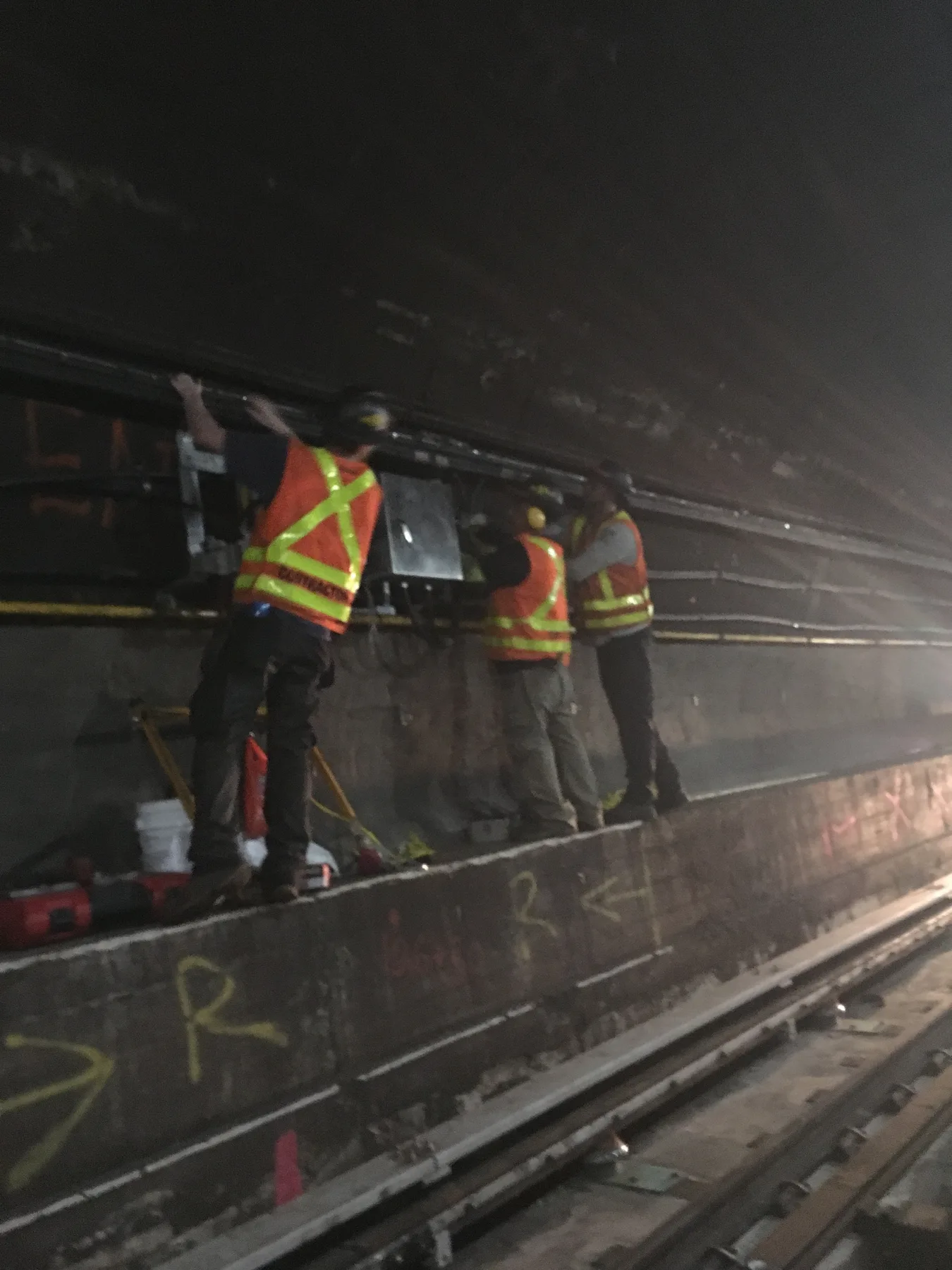 RMD crew performing trackside electrical work